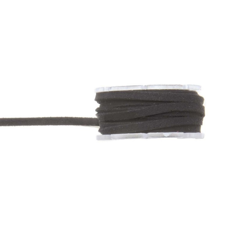 Velour-Lederband-Rolle 3mm/2m flach schwarz