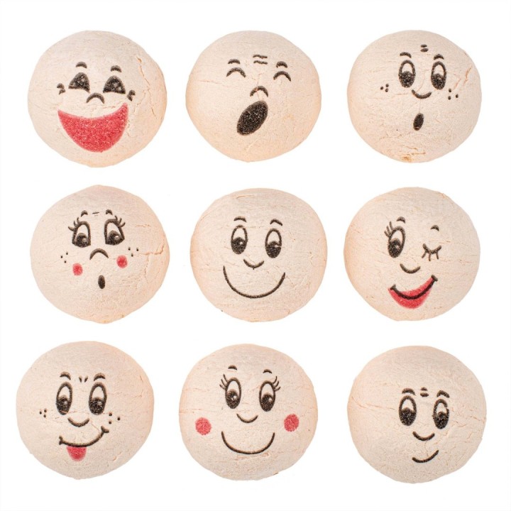 Boules en ouate avec visage 25mm, 9 pcs