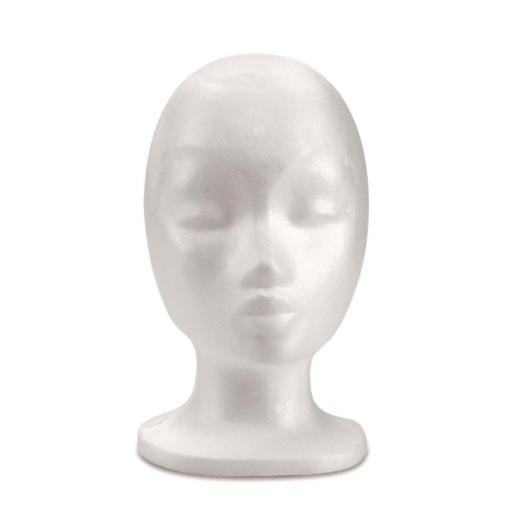 Tête fille en polystyrène 28cm filmé