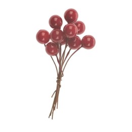 Berries red with wire 2 bunches 9mm