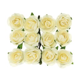 Roses with wire 18mm 12pcs beige