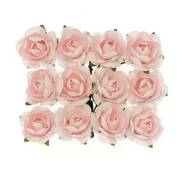 Röschen mit Draht 18mm 12 Stück rosa