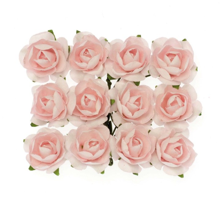 Röschen mit Draht 18mm 12 Stück rosa