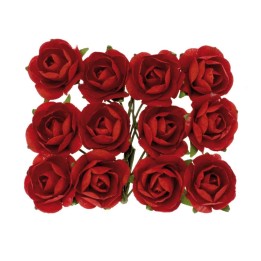 Roses/fil de fer 18mm 12pcs rouge