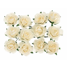 Roses with wire white 30mm 12pcs