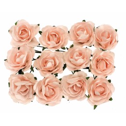 Röschen rosa mit Draht 30mm 12 Stück