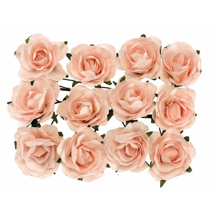 Röschen rosa mit Draht 30mm 12 Stück