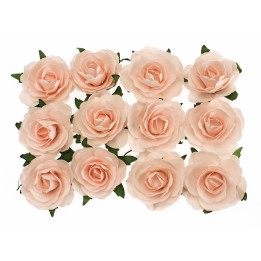 Röschen rosa mit Draht 40mm 12 Stück