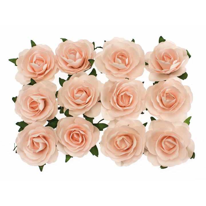 Roses avec fil de fer rose 40mm 12pcs