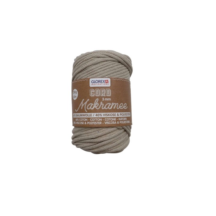 Makramee Cord 3mm 250g, gewebt taupe