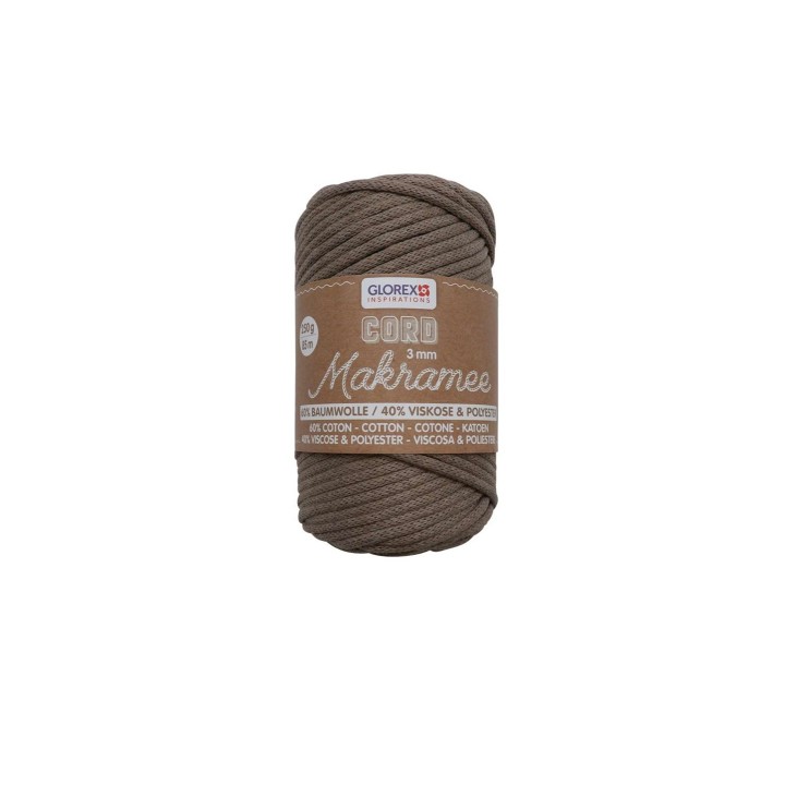 Makramee Cord 3mm 250g, tissé brun clair