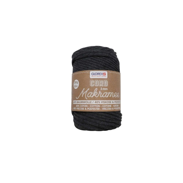 Makramee Cord 3mm 250g, gewebt anthrazit