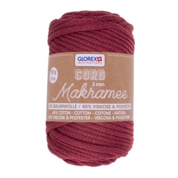 Makramee Cord 3mm 250g, tissé bordeaux