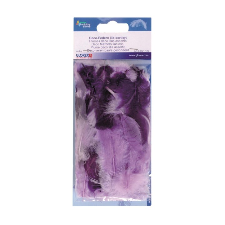 Plumes déco lilas assortis 2g env. 30 pcs