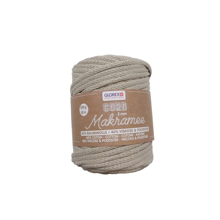 Makramee Cord 5mm 500g, tissé taupe