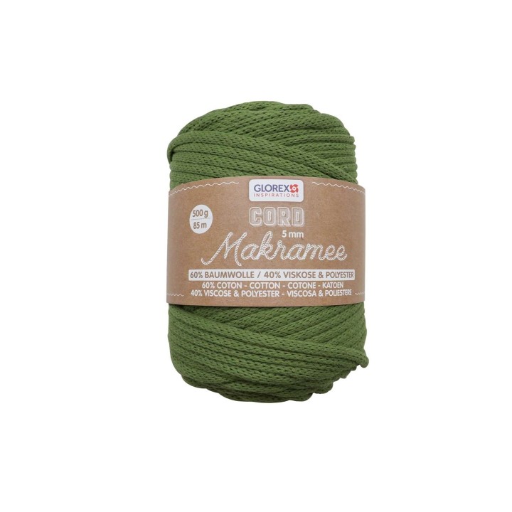 Makramee Cord 5mm 500g, gewebt oliv
