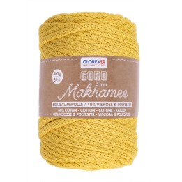 Makramee Cord 5mm 500g, tissé jaune moutarde
