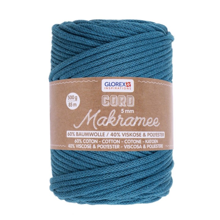 Makramee Cord 5mm 500g, gewebt türkis