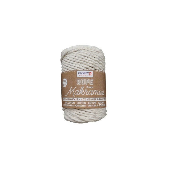 Makramee Rope 3mm 250g twisted cream