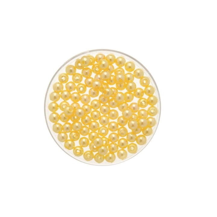 Perles cirées, jaune clair 6mm, 60 pcs