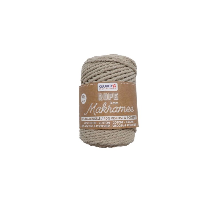 Makramee Rope 3mm 250g câblé taupe