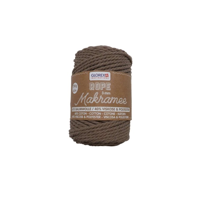 Makramee Rope 3mm 250g gedreht hellbraun