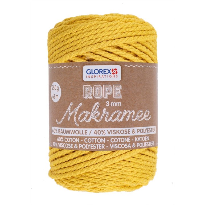 Makramee Rope 3mm 250g gedreht senfgelb