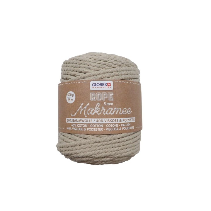 Makramee Rope 5mm 500g twisted taupe