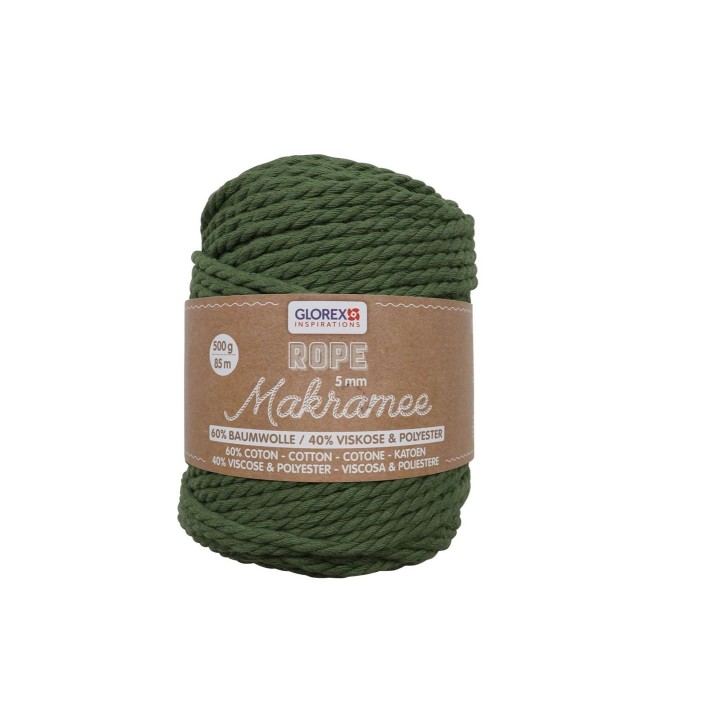 Makramee Rope 5mm 500g câblé olive