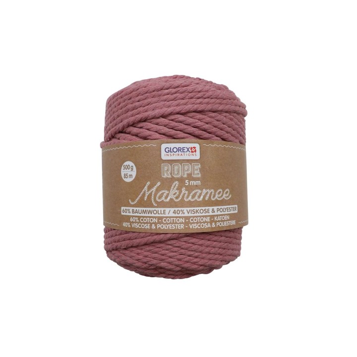 Makramee Rope 5mm 500g câblé mauve