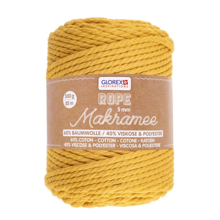 Makramee Rope 5mm 500g gedreht senfgelb