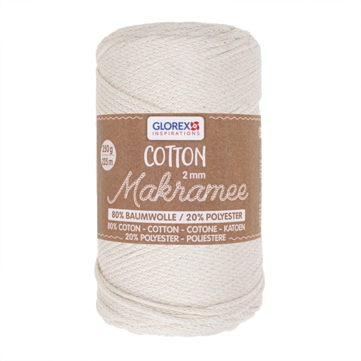 Makramee Cotton 2mm 250g creme