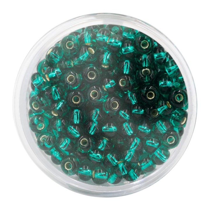 Rocailles 4,5mm Silbereinzug petrol 17g