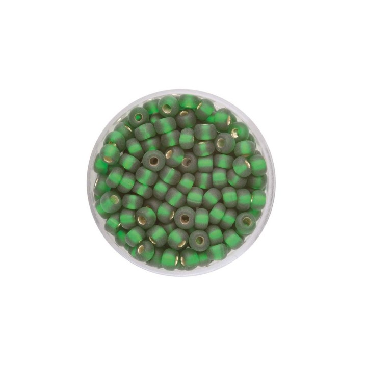 Rocailles 4,5mm Silbereinzug matt dunkelgrün 17g