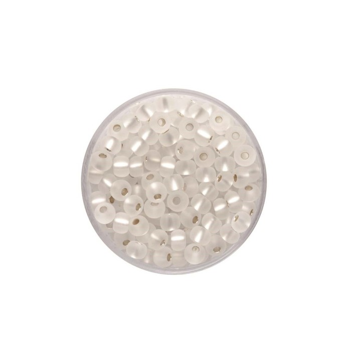 Rocailles 4.5mm silver lustre mat white 17g