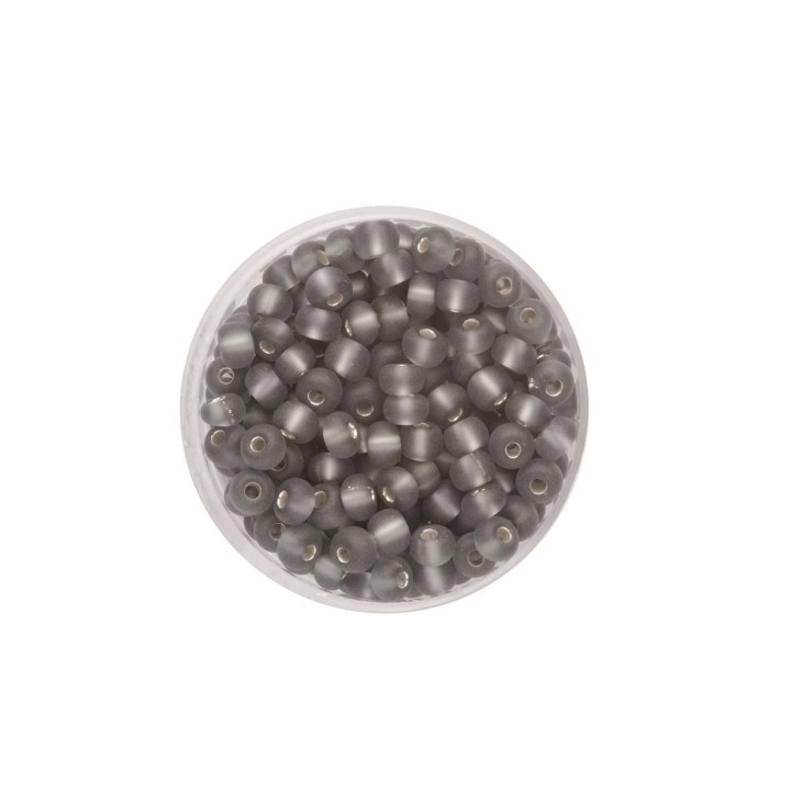 Rocailles 4,5mm Silbereinzug matt grau 17g
