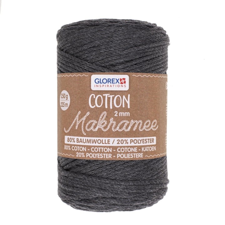 Makramee Cotton 2mm 250g anthracite