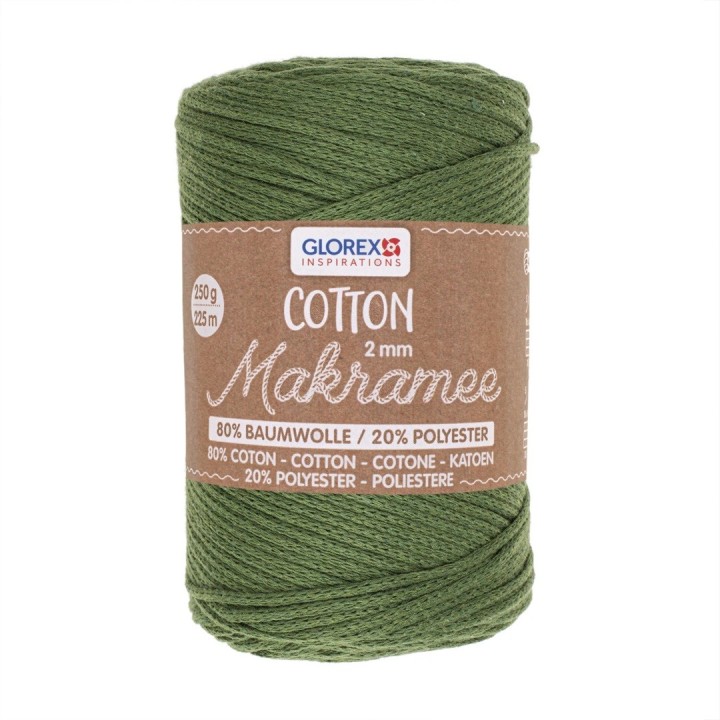 Makramee Cotton 2mm 250g oliv