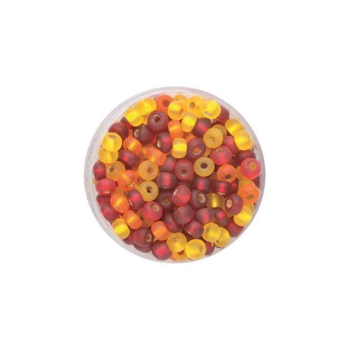 Rocailles Mix 4,5mm matt gelb, orange, rot 17g