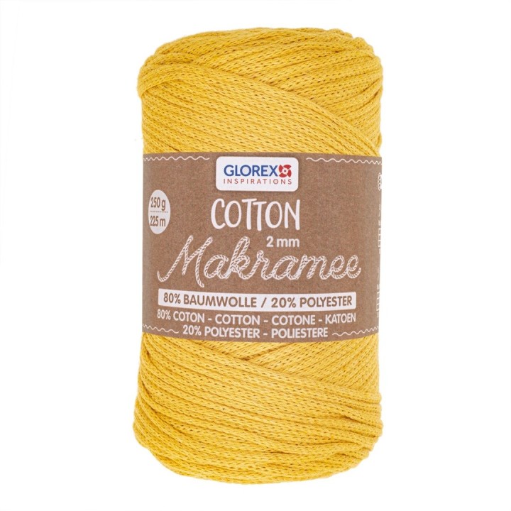 Makramee Cotton 2mm 250g yellow