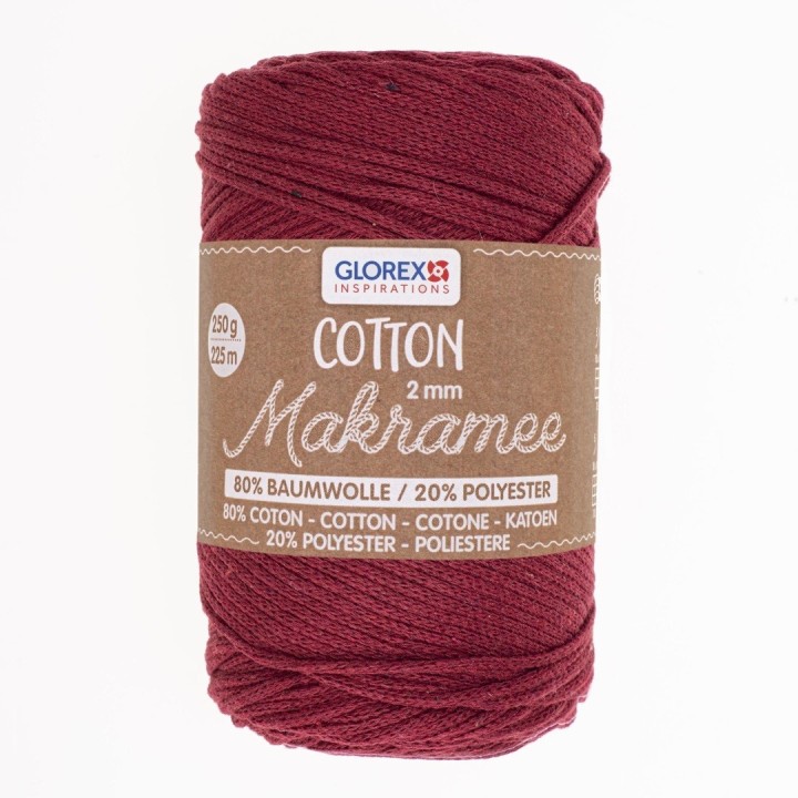 Makramee Cotton 2mm 250g bordeaux
