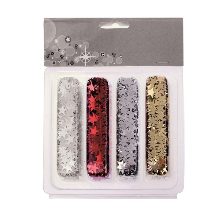 Pailletten Sterne, sortiert 2 irisierend, rot, gold, silber