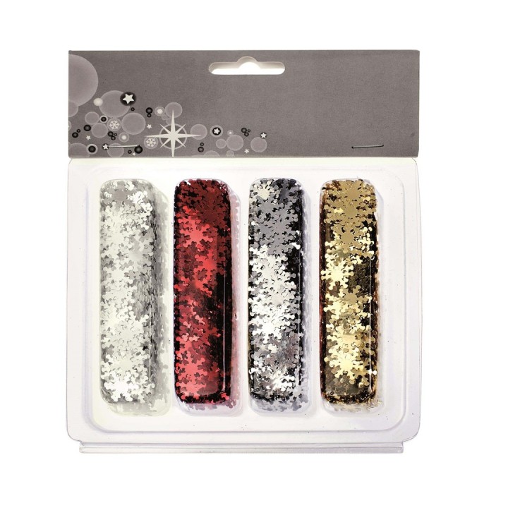 Paillettes flocons assorties irisé, rouge, or, argent
