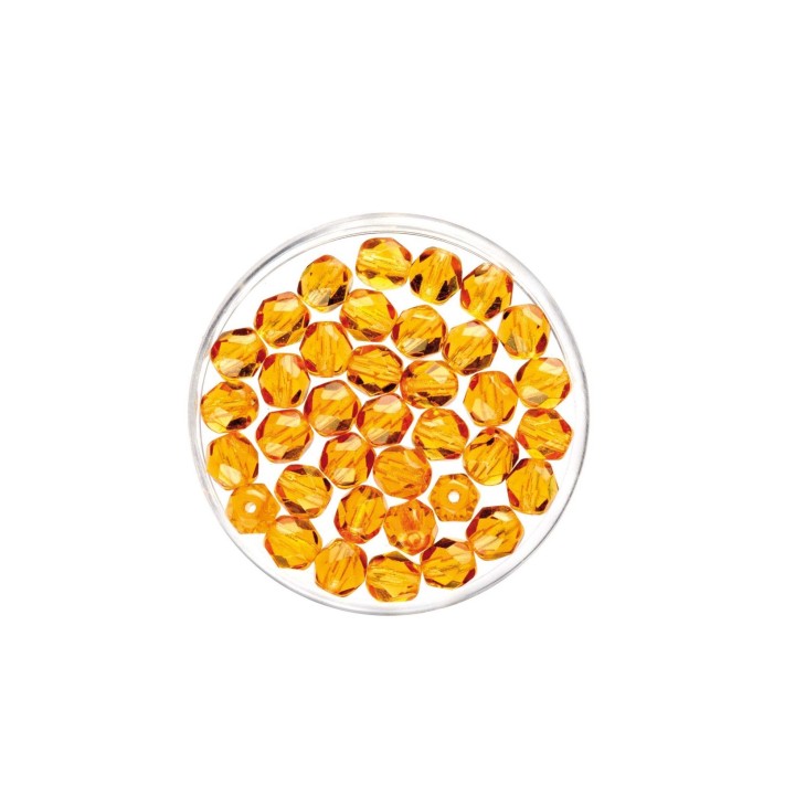 Perles en verre taillé 6mm 50cps topaze