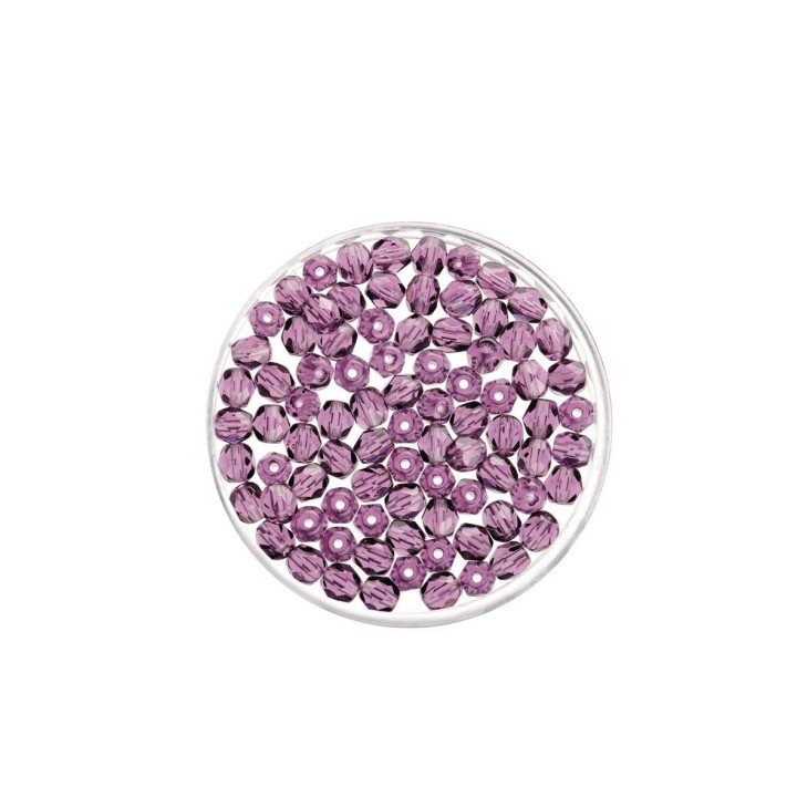 Perle en verre 6mm 50pcs violet
