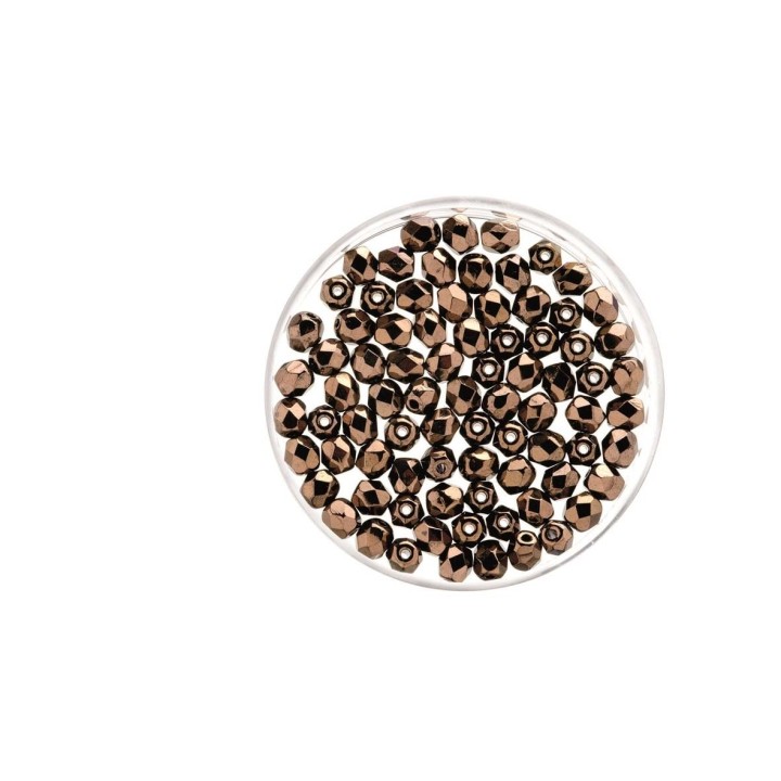 Glass bead 6mm 50pcs copper