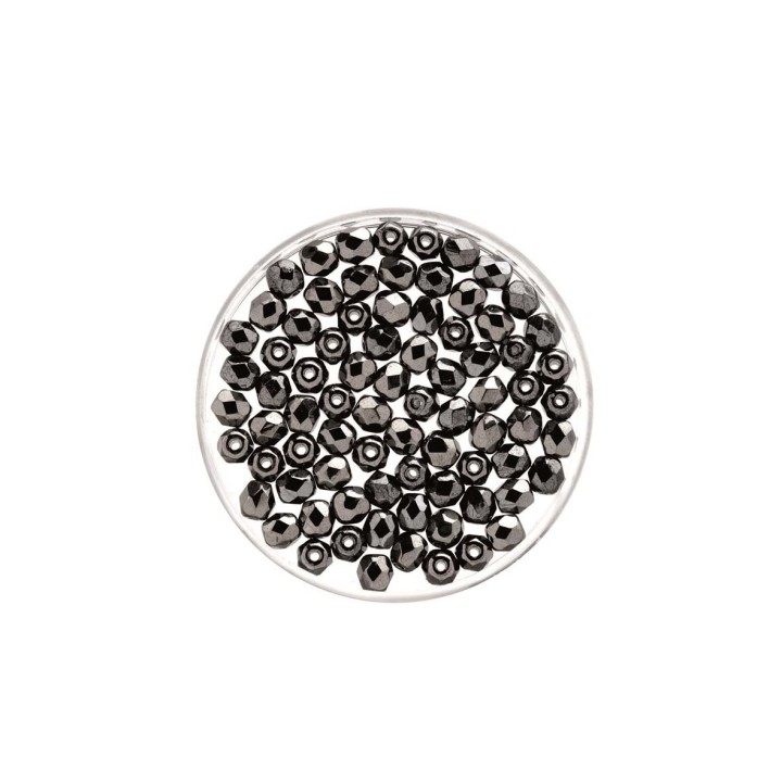 Glasschliffperle 6mm 50 Stück Hematit