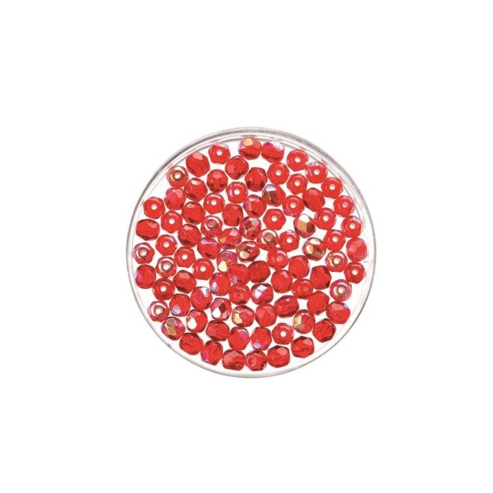 Glasschliffperle 4mm 100 Stück rubin rainbow