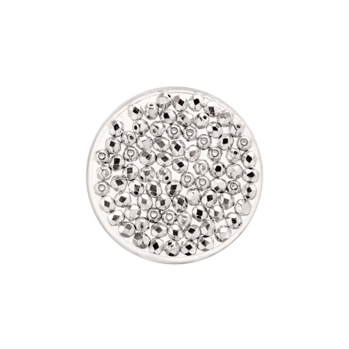 Glasschliffperle 4mm 100 Stück silberfarben