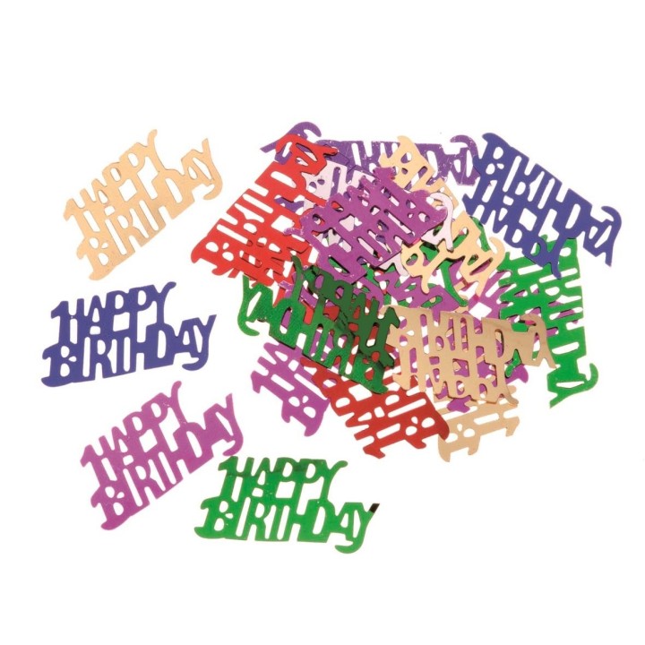 Pailletten Happy Birthday farbig 15x30mm 20g